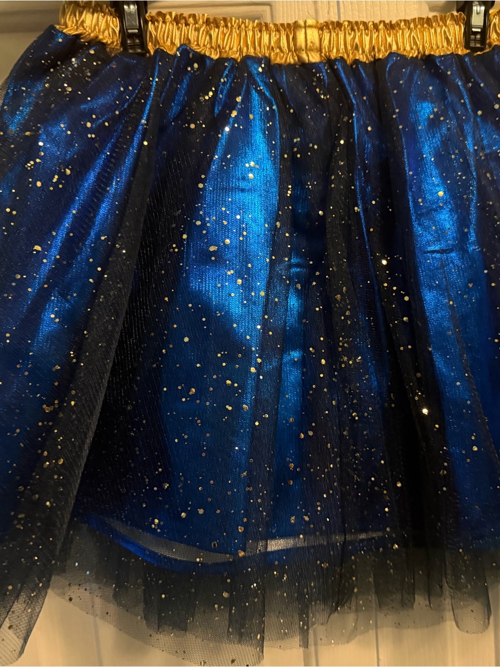 Gold-Trim Navy Blue Glitter Tulle Skirt
